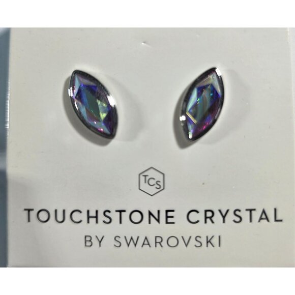 Touchstone Crystal By Swarovski Marquise Shaped Stud Earrings With Gift Box - Picture 2 of 3